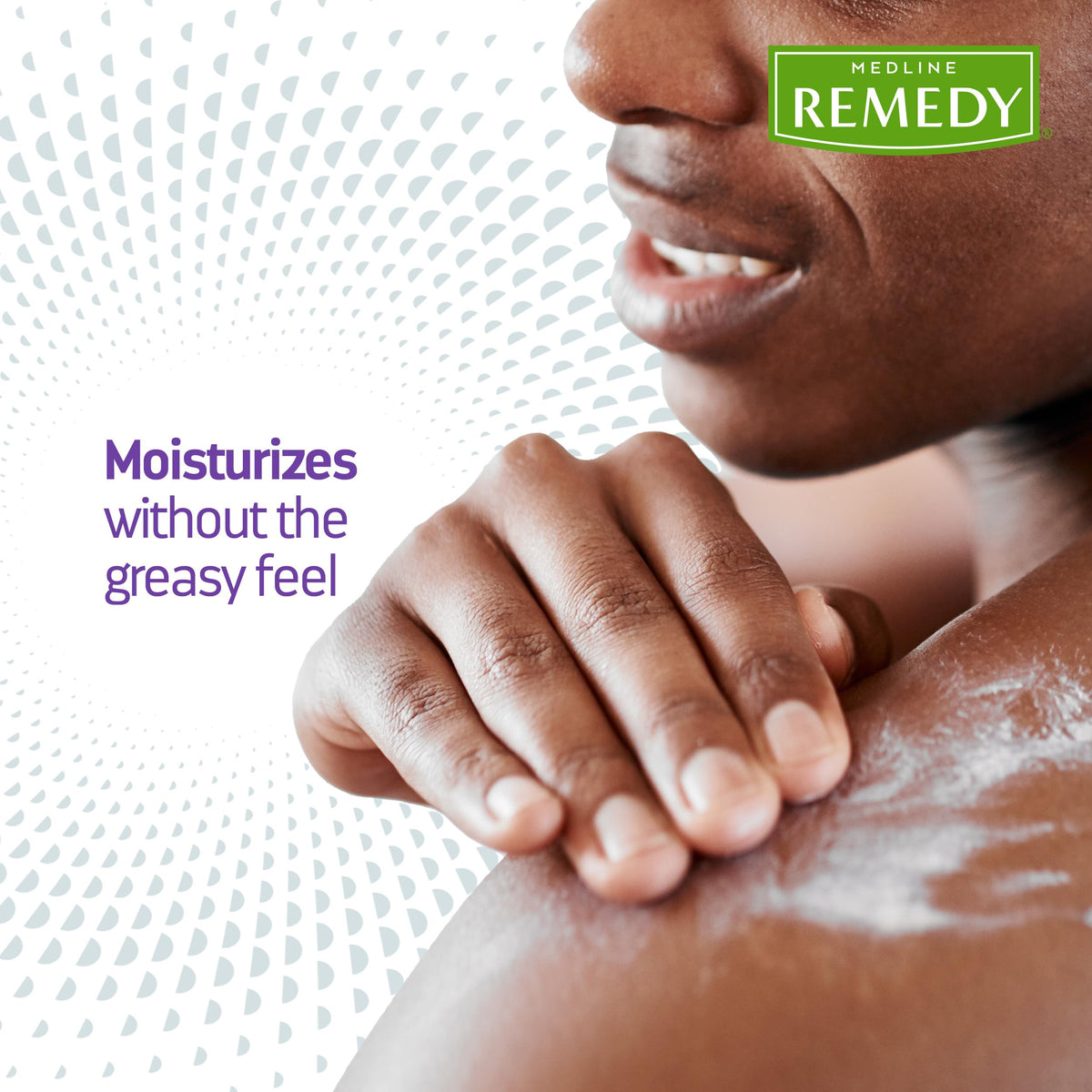 Medline Remedy non-greasy absorption demonstrated on skin.