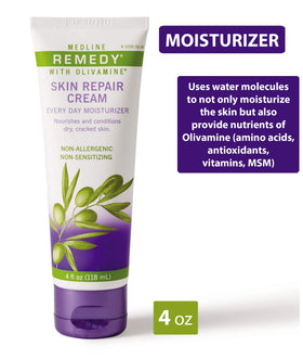 Medline Remedy Skin Repair Cream texture close-up; creamy moisturizing formula.
