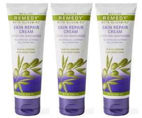 Medline Remedy Skin Repair Cream tube front with logo; nourishing hand care.