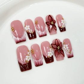 Meemooron medium square nails close-up showing design details