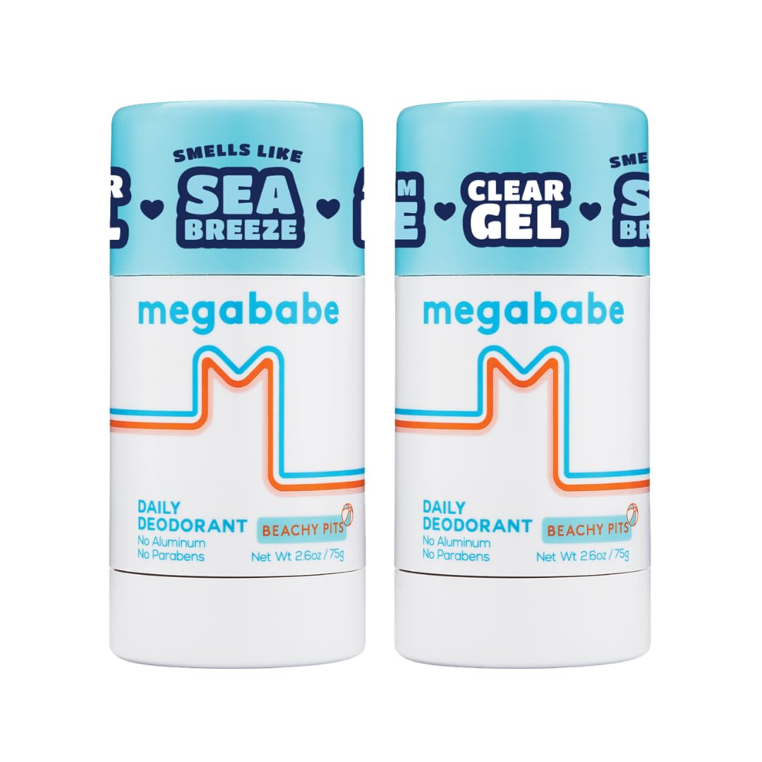 Megababe Daily Deodorant Beachy Pits packaging in a two-pack for summer use.