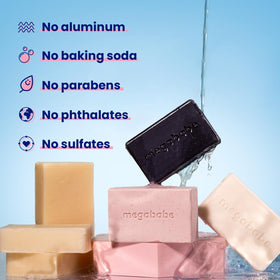 Megababe Raising the Bar Eco Packaging displaying plastic-free bars for sustainability