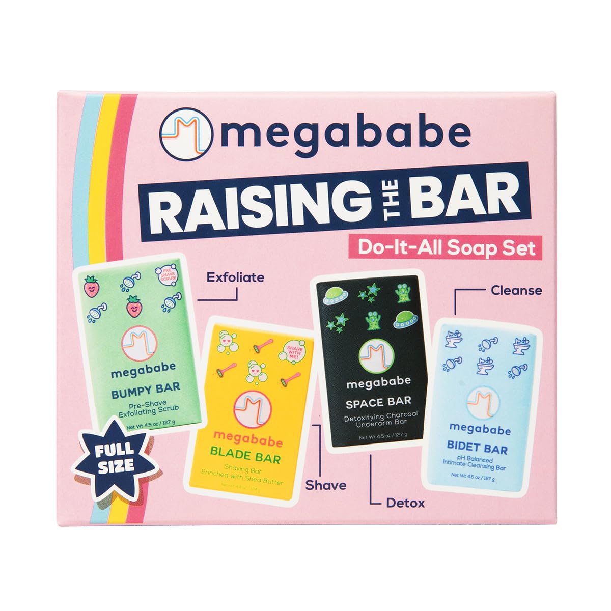 Megababe Raising the Bar Space Bar close-up showing charcoal detox for odor control