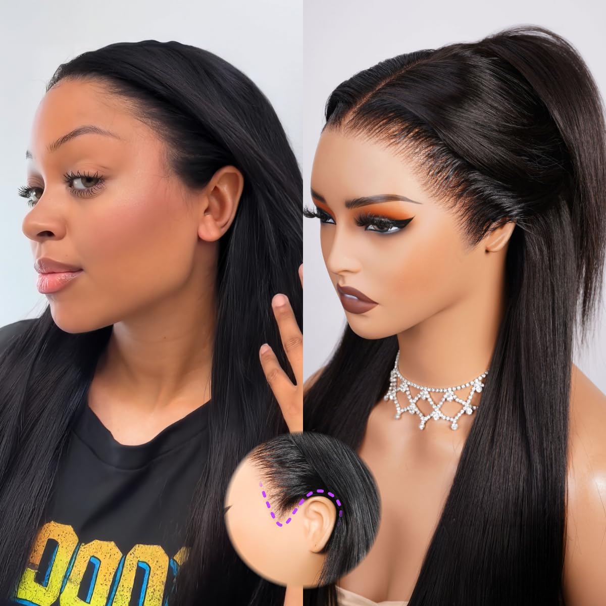 Megalook Hair 13x6 glueless wig front view for natural, seamless daily wear.