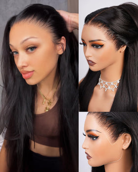 Megalook hair glueless 13x6 lace frontal close-up showing natural hairline and parting