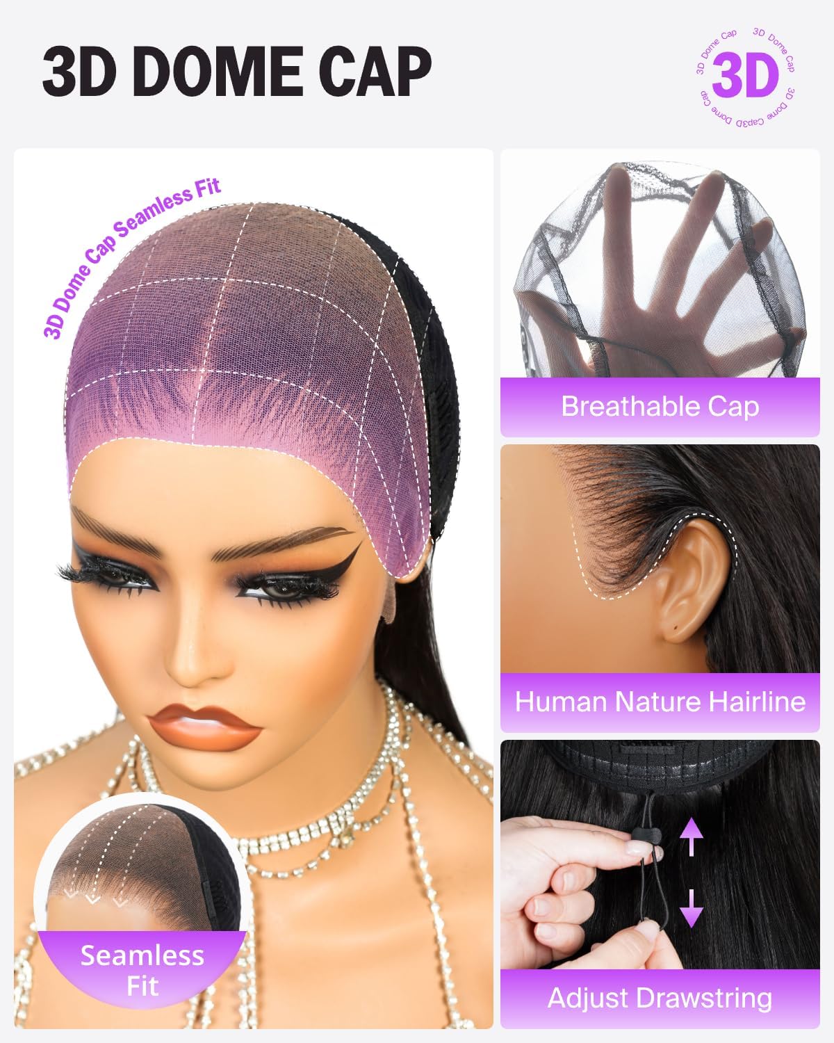Megalook hair 220% density straight human hair for fullness and movement