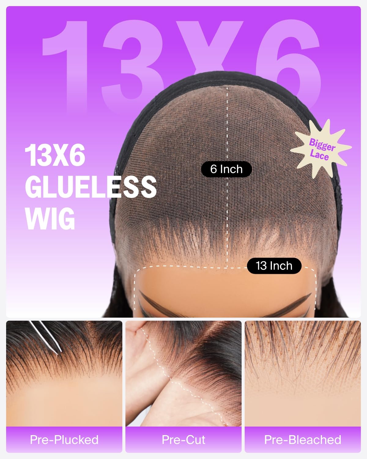 Megalook Hair ombre lace front wig close-up hd lace for realistic edges