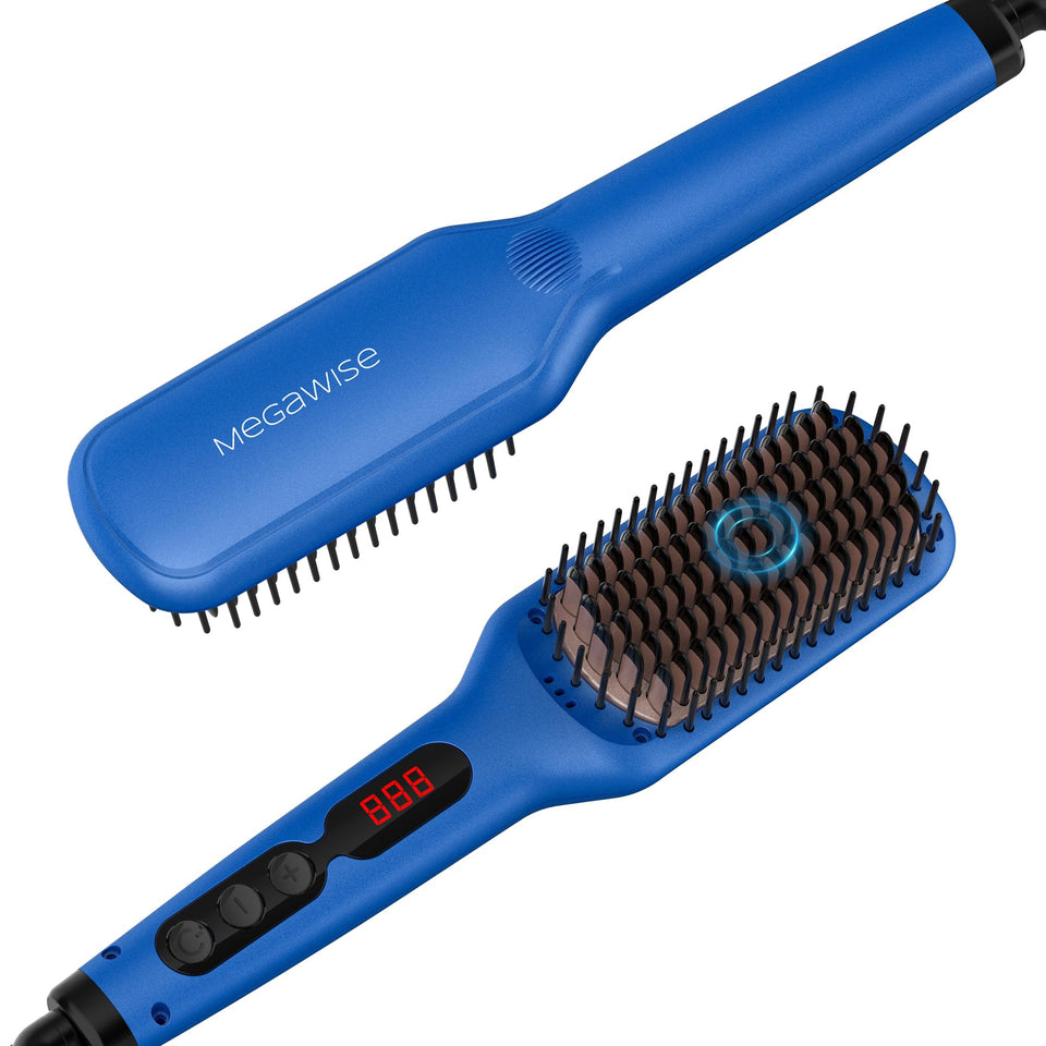 MEGAWISE Hair Straightener Brush Pro with digital display for precise temperature control and fast styling.