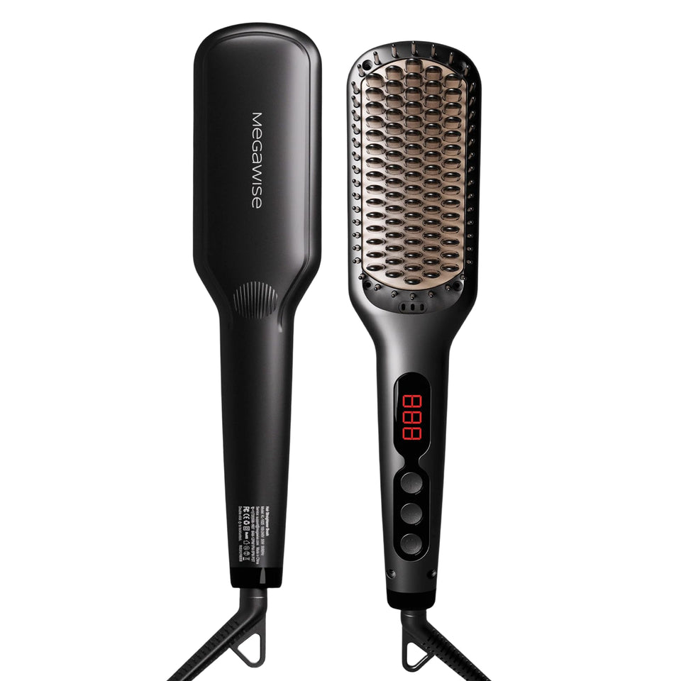 MEGAWISE Pro ceramic ionic brush front view for smooth, frizz-free hair at home.