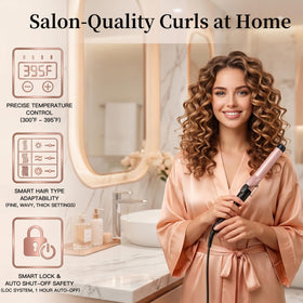 MEGAWISE Pro ceramic tourmaline barrel delivering even heat and gentle styling.