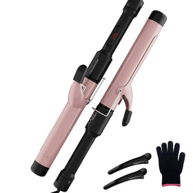 MEGAWISE Pro curling iron close-up highlighting fast heating for on-the-go styling.