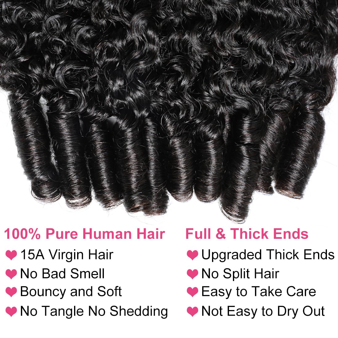 Megeen Burmese curly bundles 3C4A texture with spiral end for bouncy, easy styling.