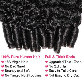 Megeen Burmese curly bundles 3C4A texture with spiral end for bouncy, easy styling.