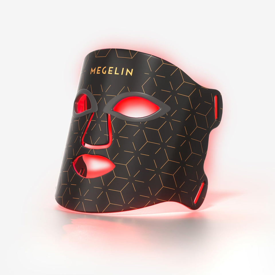 MEGELIN 7-color LED mask front view; at-home skin care with 288 LEDs