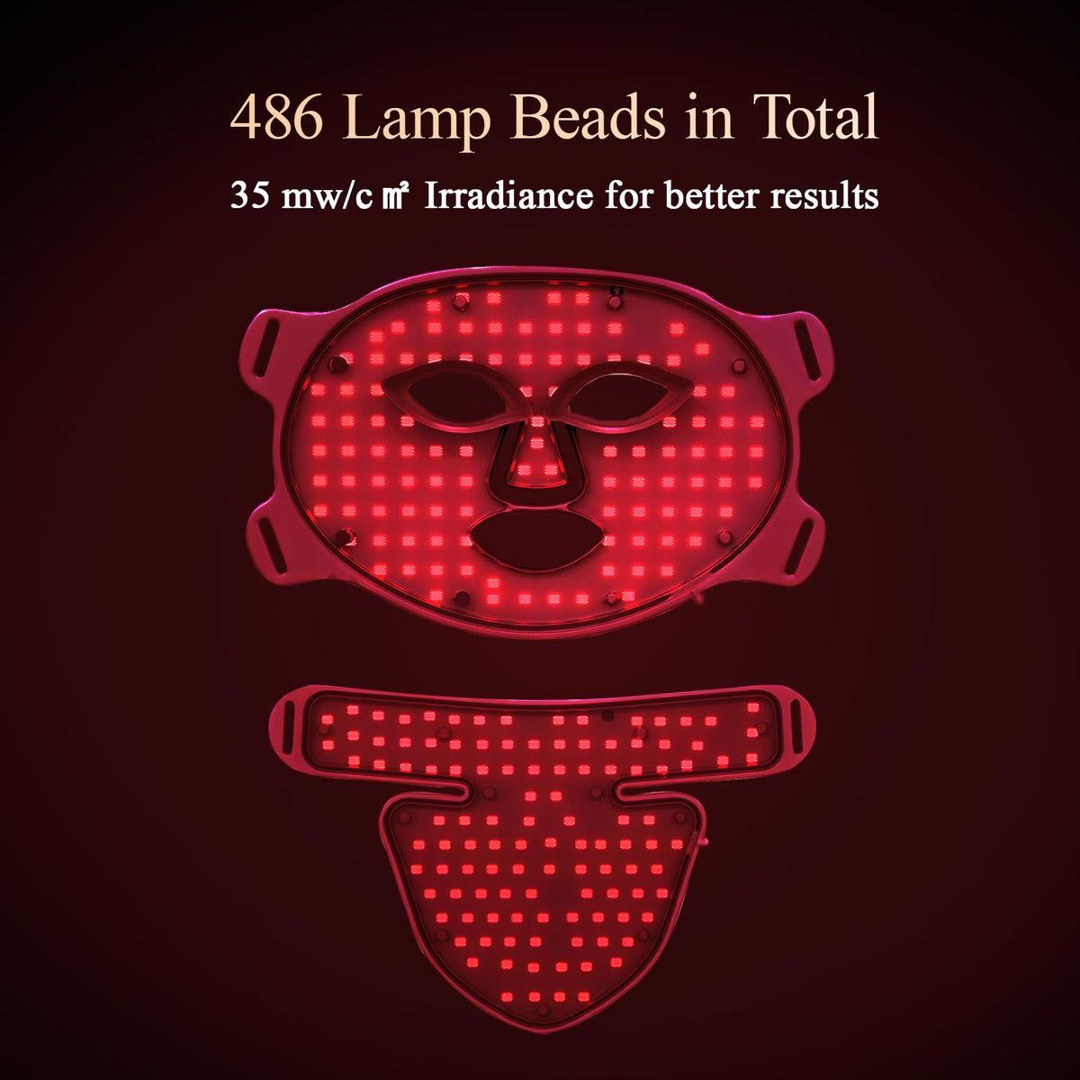 Close-up of MEGELIN LED face mask LED array highlighting seven colors