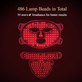 Close-up of MEGELIN LED face mask LED array highlighting seven colors