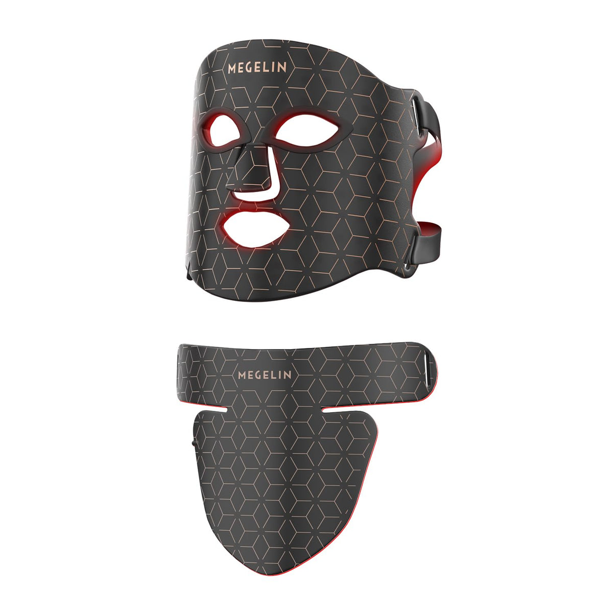 MEGELIN LED face-neck mask in front view with 7-color spectrum for home use