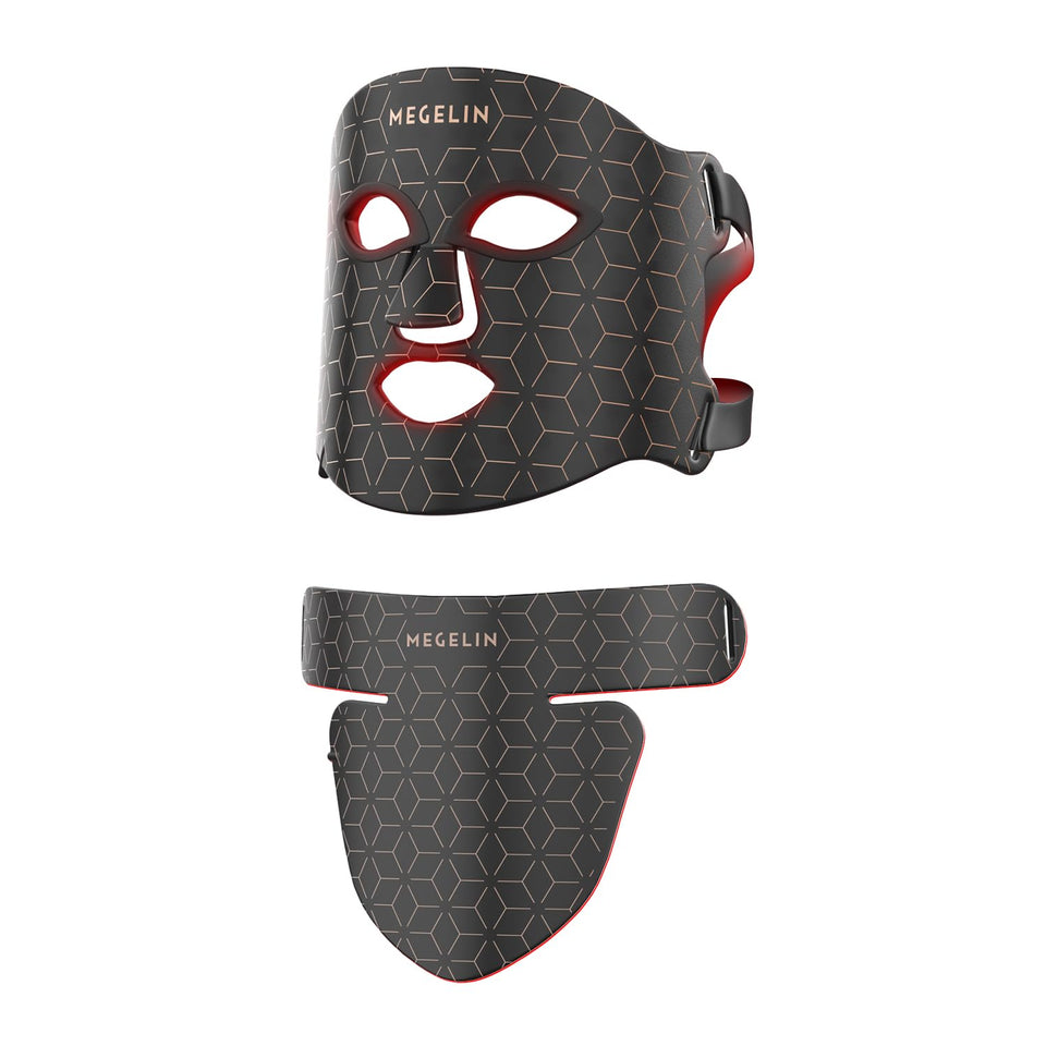 MEGELIN LED face-neck mask in front view with 7-color spectrum for home use