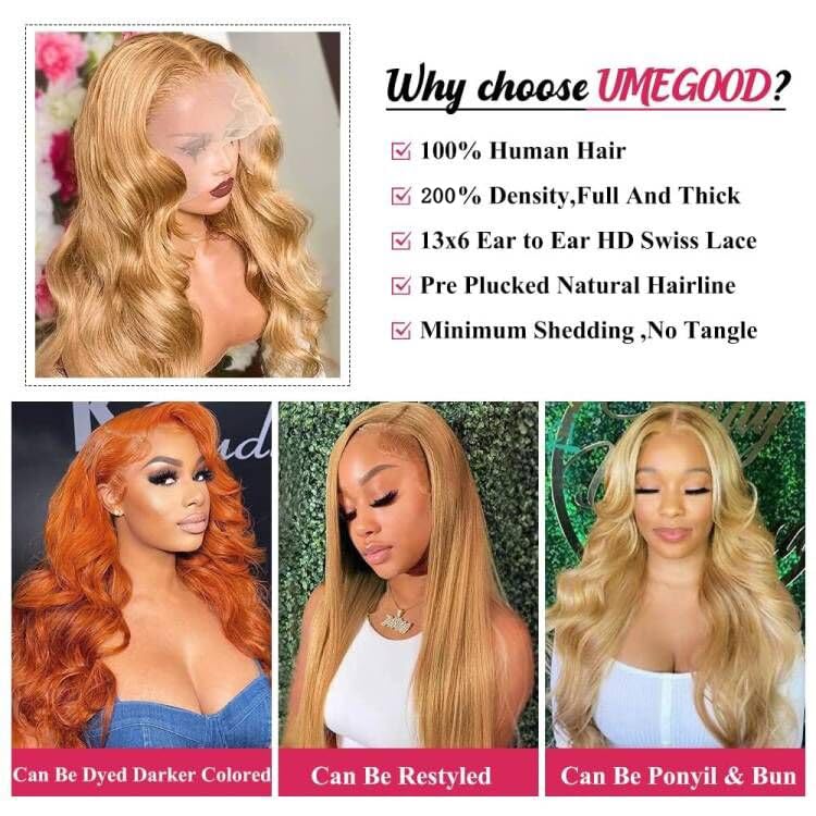 MEGOOD honey blonde wig 13x6 glueless cap for easy wear and secure fit