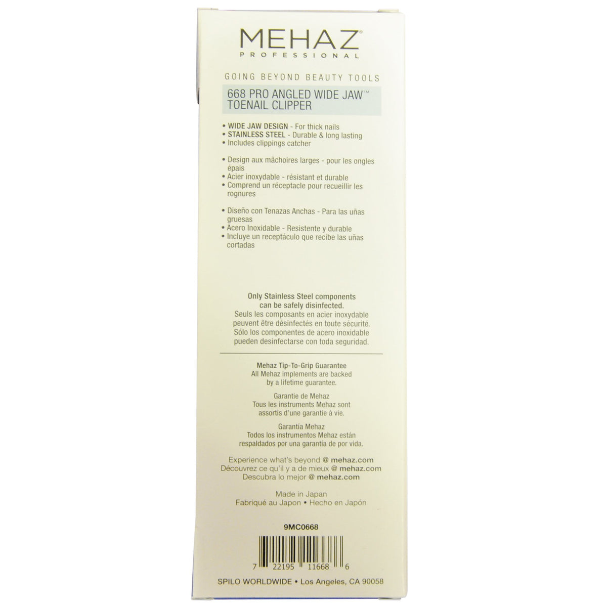Mehaz 668 Pro Angled Wide Jaw Toenail Clipper with built-in file and catcher showcased for convenient grooming