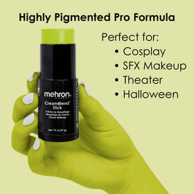 Mehron CreamBlend texture close-up shows creamy, blendable consistency.