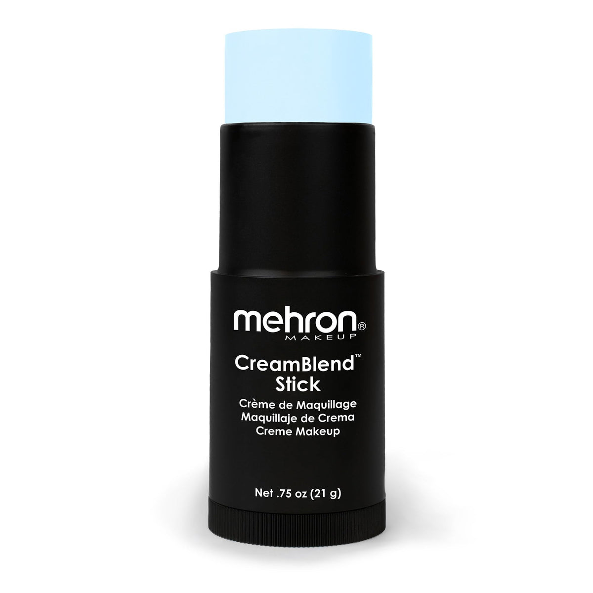 Mehron CreamBlend Stick close-up with blue cap for bold color application