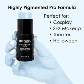 Mehron CreamBlend Stick open packaging shows creamy formula ready to apply