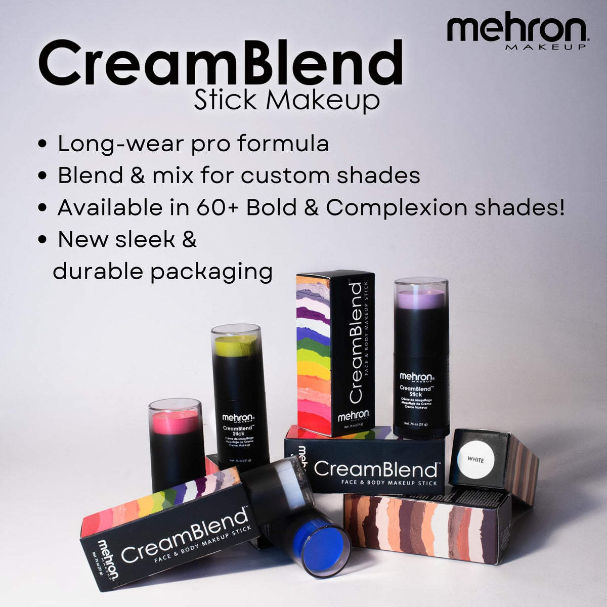Mehron CreamBlend Stick on skin during application blends smoothly