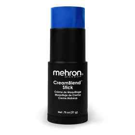 Mehron CreamBlend blue stick for bold facial color during makeup and cosplay applications.