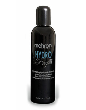 Mehron Hydro Prep Pro bottle showing hydrating serum for smoother makeup prep.