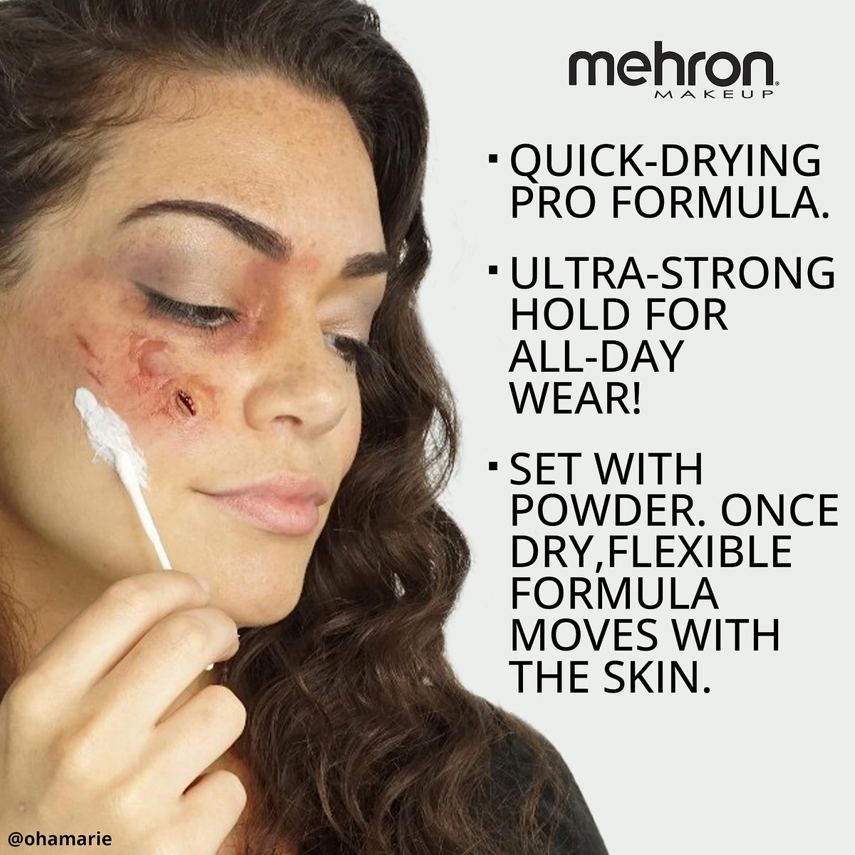 Mehron Liquid Latex Light Flesh zombie look with layered textures.