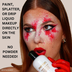 Airbrush-ready Mehron Red—dilute with Mixing Liquid for thin, even spray.