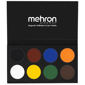 Mehron Paradise FX 8-color basic palette with open panels for versatile professional makeup.