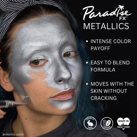 Silver metallic pigment from Mehron Paradise FX on a costume detail.
