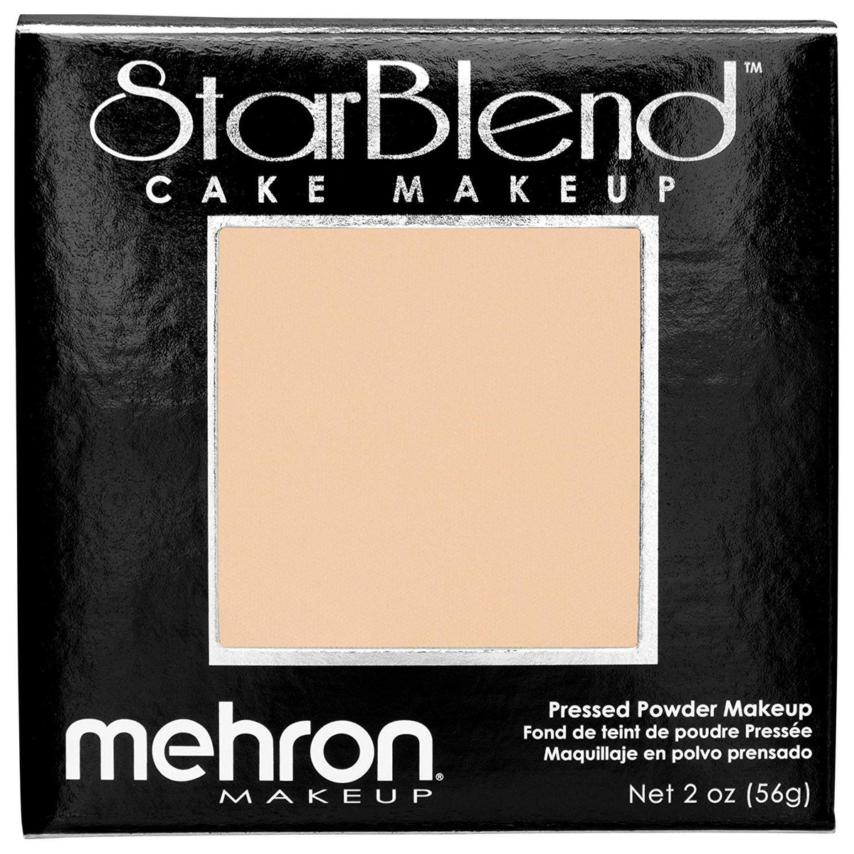 Close-up of Mehron StarBlend Cake Light Buff pan showing rich pigmentation.