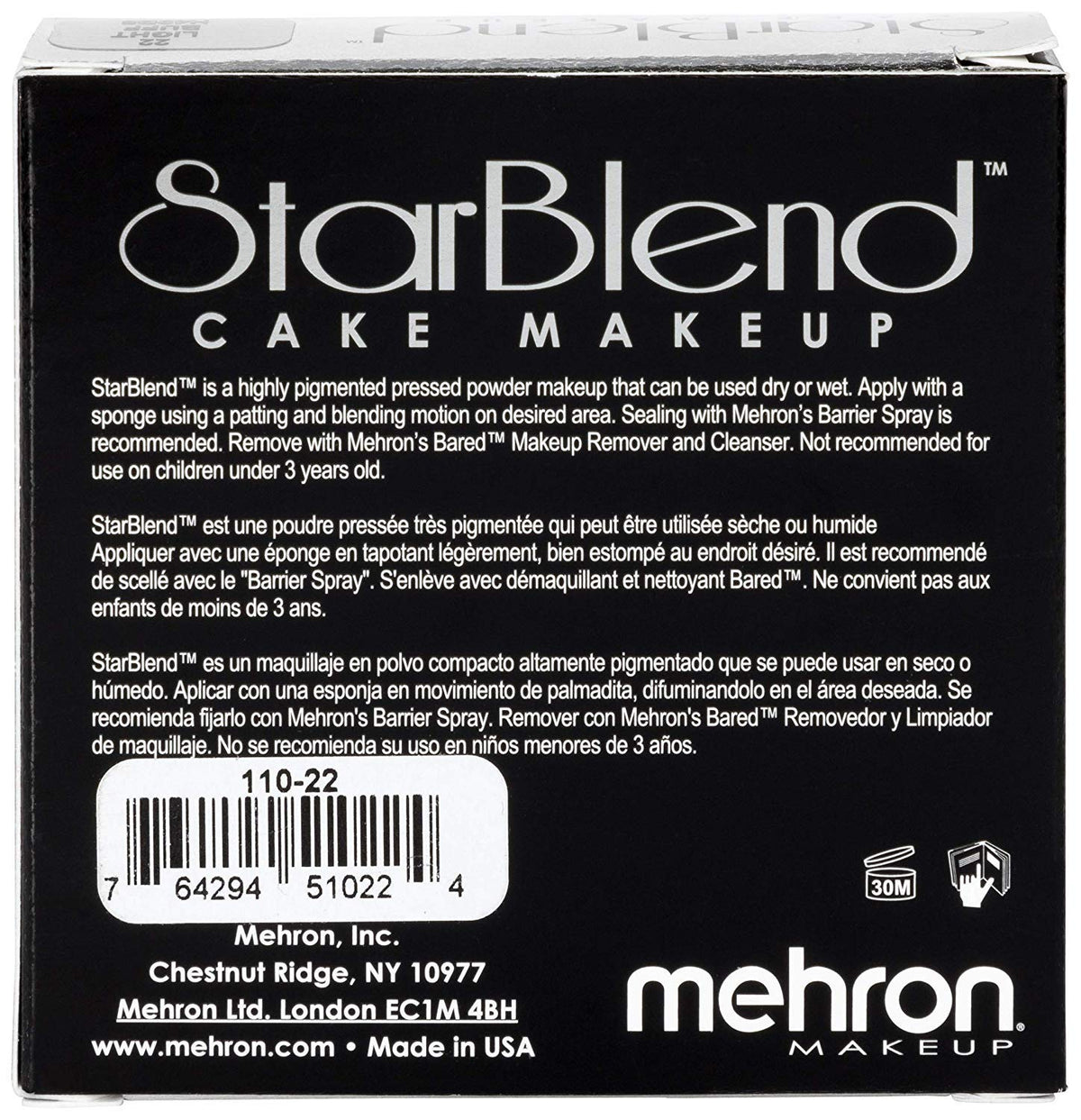 Swatches of Mehron StarBlend Cake Light Buff displaying buildable coverage.
