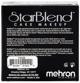 Swatches of Mehron StarBlend Cake Light Buff displaying buildable coverage.