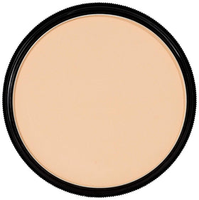 Wet application of Mehron StarBlend Cake Light Buff for bold color.