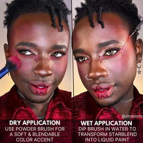 Mehron StarBlend Cake White close-up texture reveals soft pressed powder.