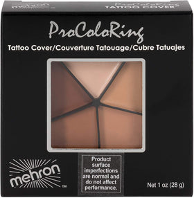 Close-up of Mehron ProColor Ring swatches showing shade variety for blending