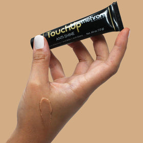 Applying Mehron TouchUp Anti-Shine Gel on skin quickly removes excess oil.
