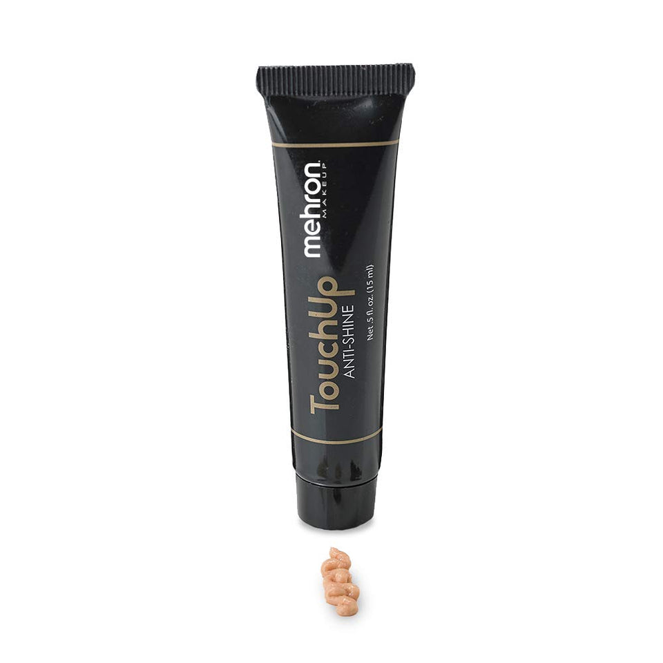 Mehron TouchUp Anti-Shine Gel bottle reduces shine for a smooth matte finish.