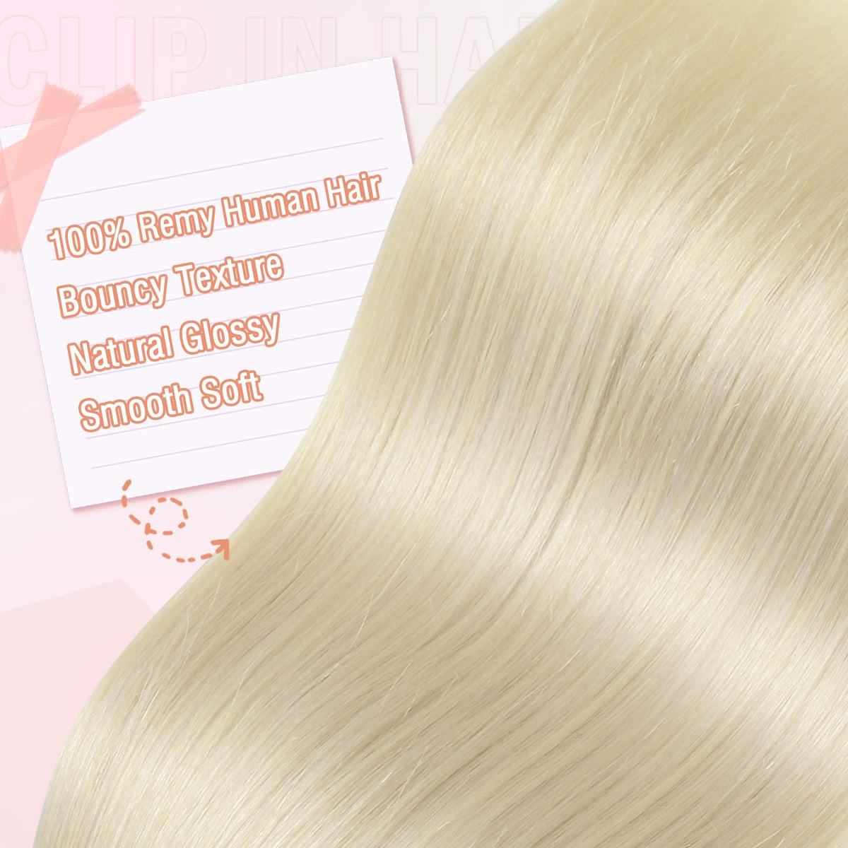MEI YUAN LIN clip-in extensions styled on platinum blonde 18in for a seamless look