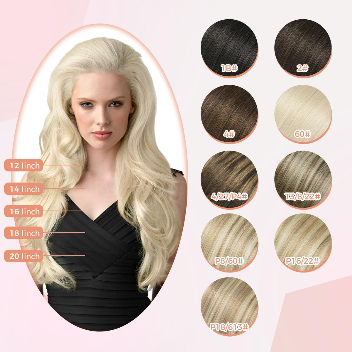 Easy-apply MEI YUAN LIN clip-in hair in platinum blonde