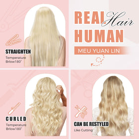 Lightweight MEI YUAN LIN clip-in set in platinum blonde 18in