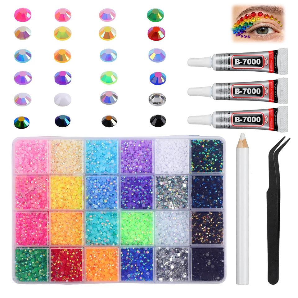 MeiAid rhinestones in 24000-piece multicolor set, perfect for precise nail art accents.