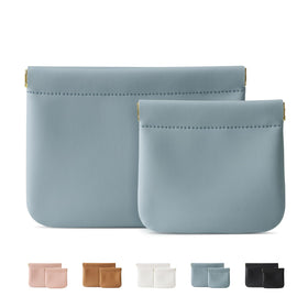 MEIBOOCH two-pack makeup bag blue closed for easy travel organization.