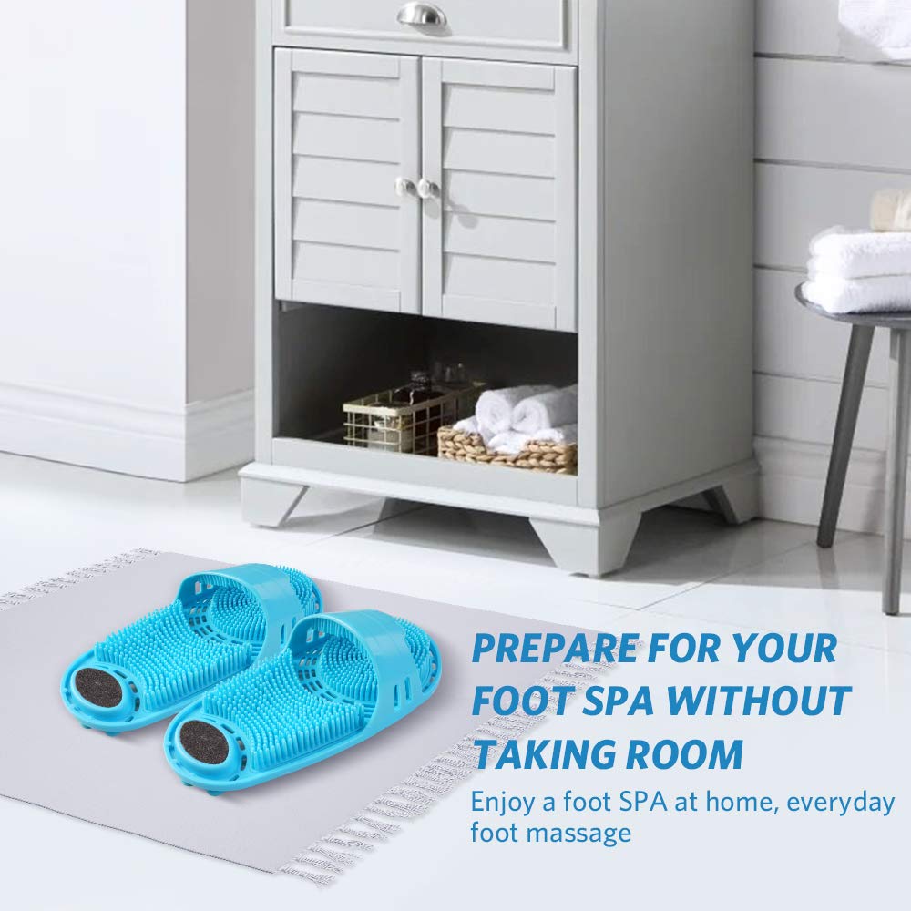 Meidong foot scrubber with anti-slip suction on a wet shower floor