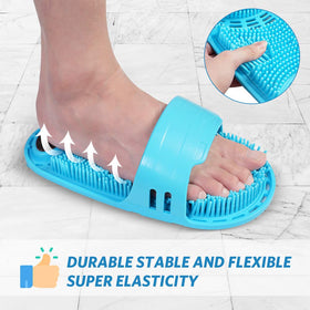 Meidong blue silicone foot scrubber close-up of soft bristles