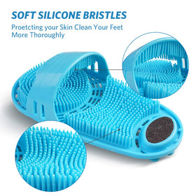Meidong silicone shower foot scrubber mounted on wall for easy access and safety